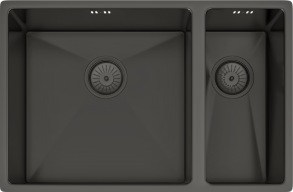 ELITE 1.5 Bowl Undermounted Sink with Strainer Waste(s) (Gun Metal) - Image 2