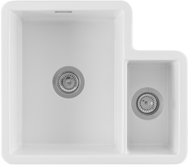 FIRECLAY 1.3 Bowl Undermounted Sink with Strainer Waste(s)