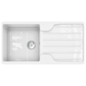 Comite Traditional Style Single Bowl Inset & Chrome Wastes Gloss White